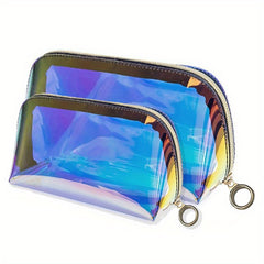 Colorful Half Round Holographic Makeup Bag with Zipper