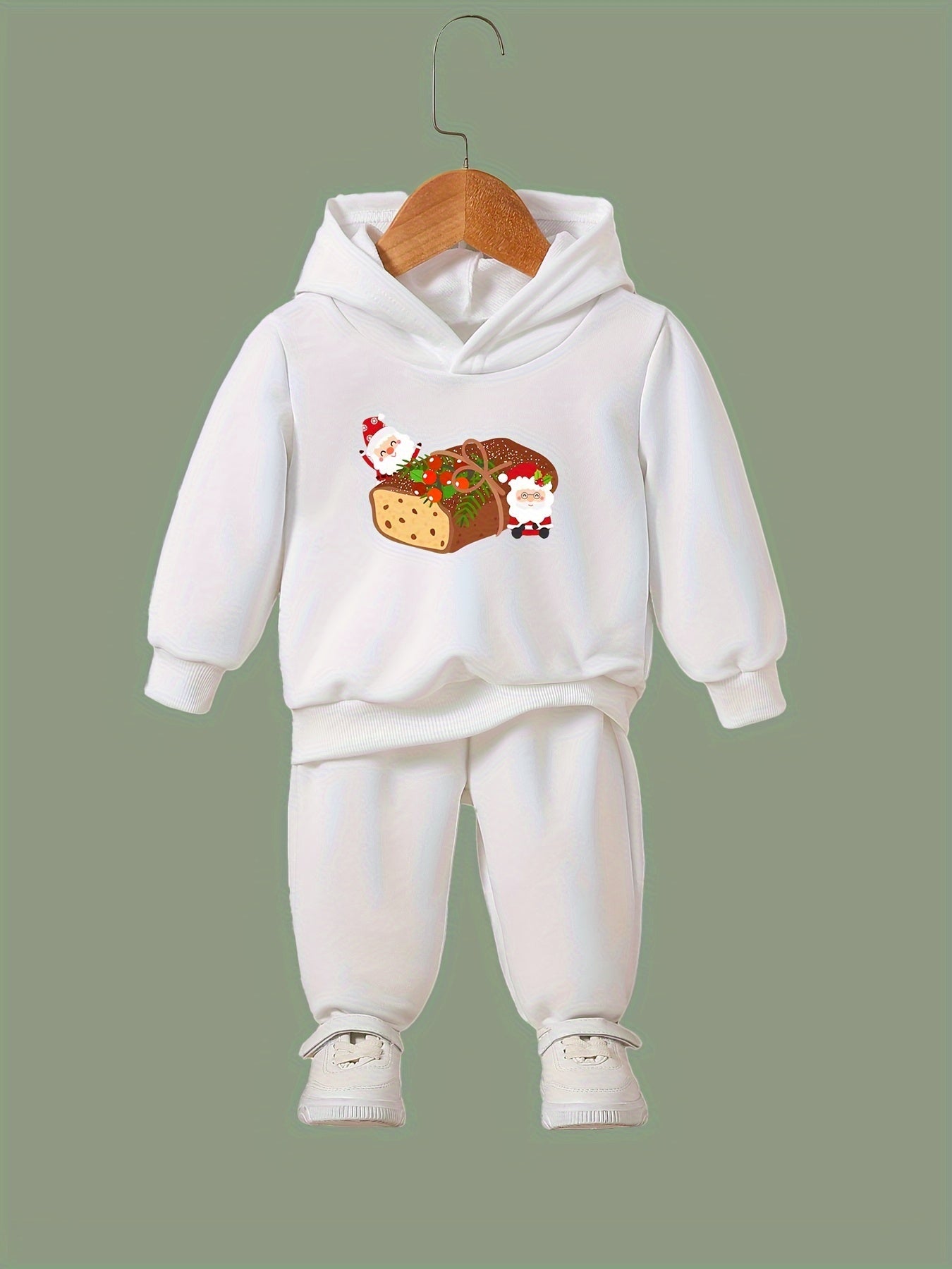 Girls 2pc Bread Pattern Hooded Sweatshirt & Sweatpants Set
