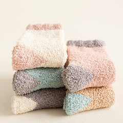 5 Pairs Warm Fuzzy Crew Socks Coral Fleece Winter Women's Stocking