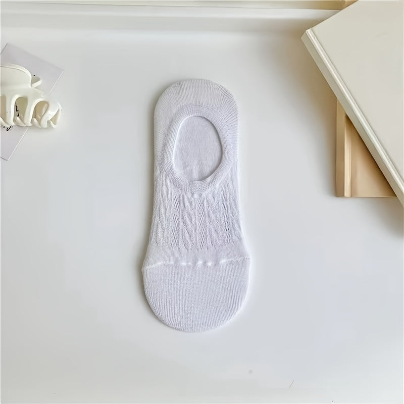 7 Pairs Textured Solid Low Cut Ankle Socks Women's Stockings