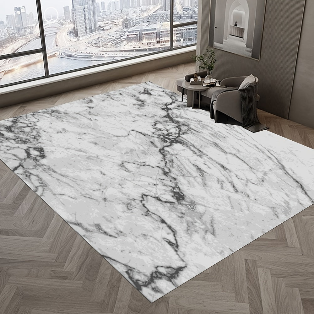 Modern Marble Area Rug - Non-Slip Backing