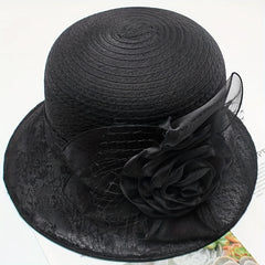 Breathable Organza Sun Hat with Flower Decor Mesh Bucket Hats