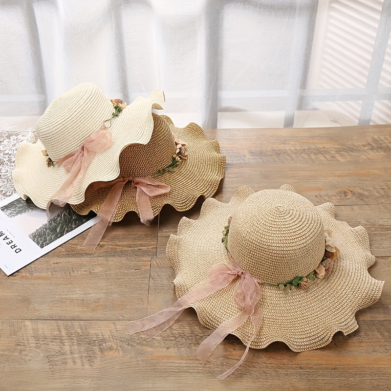 Wide Brim Sun Hat Easter Garland Decor Floppy Straw Hat