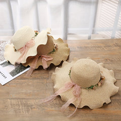 Wide Brim Sun Hat Easter Garland Decor Floppy Straw Hat