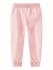 Girls Excavator Printed Capris Pants Elastic Waist Soft Cotton Casual