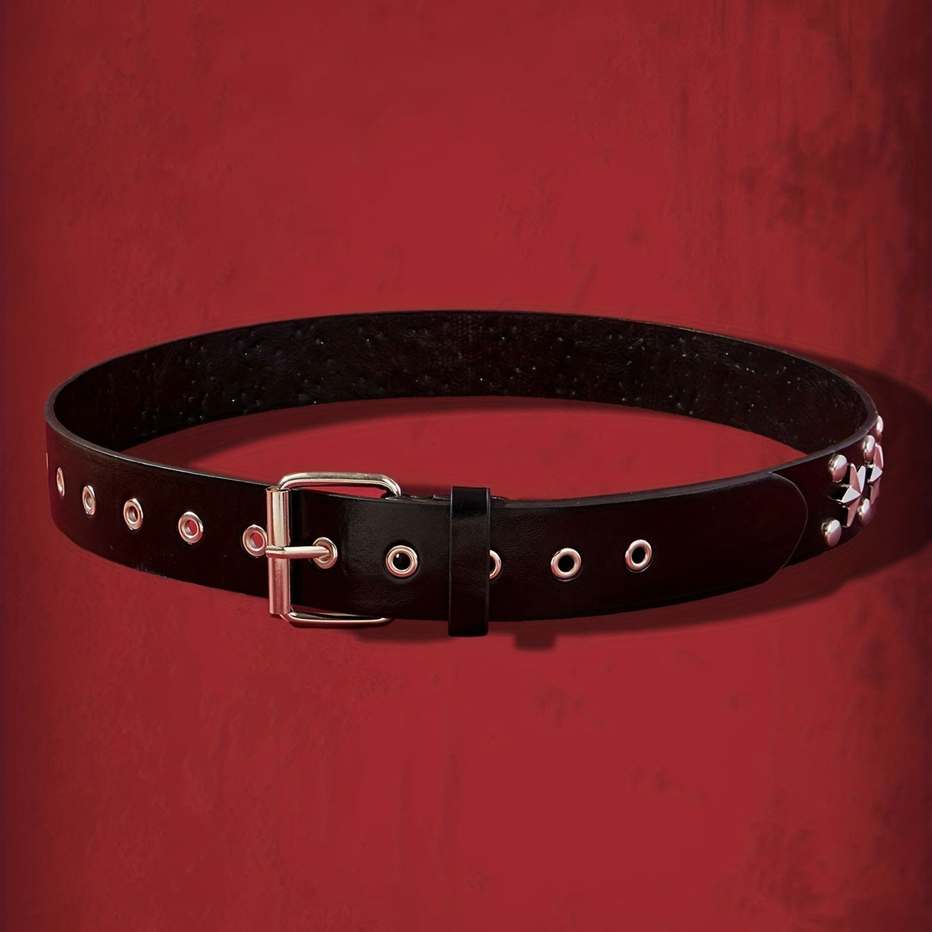 Y2K Rivet PU Belt Square Pin Buckle Hip Hop Waistband