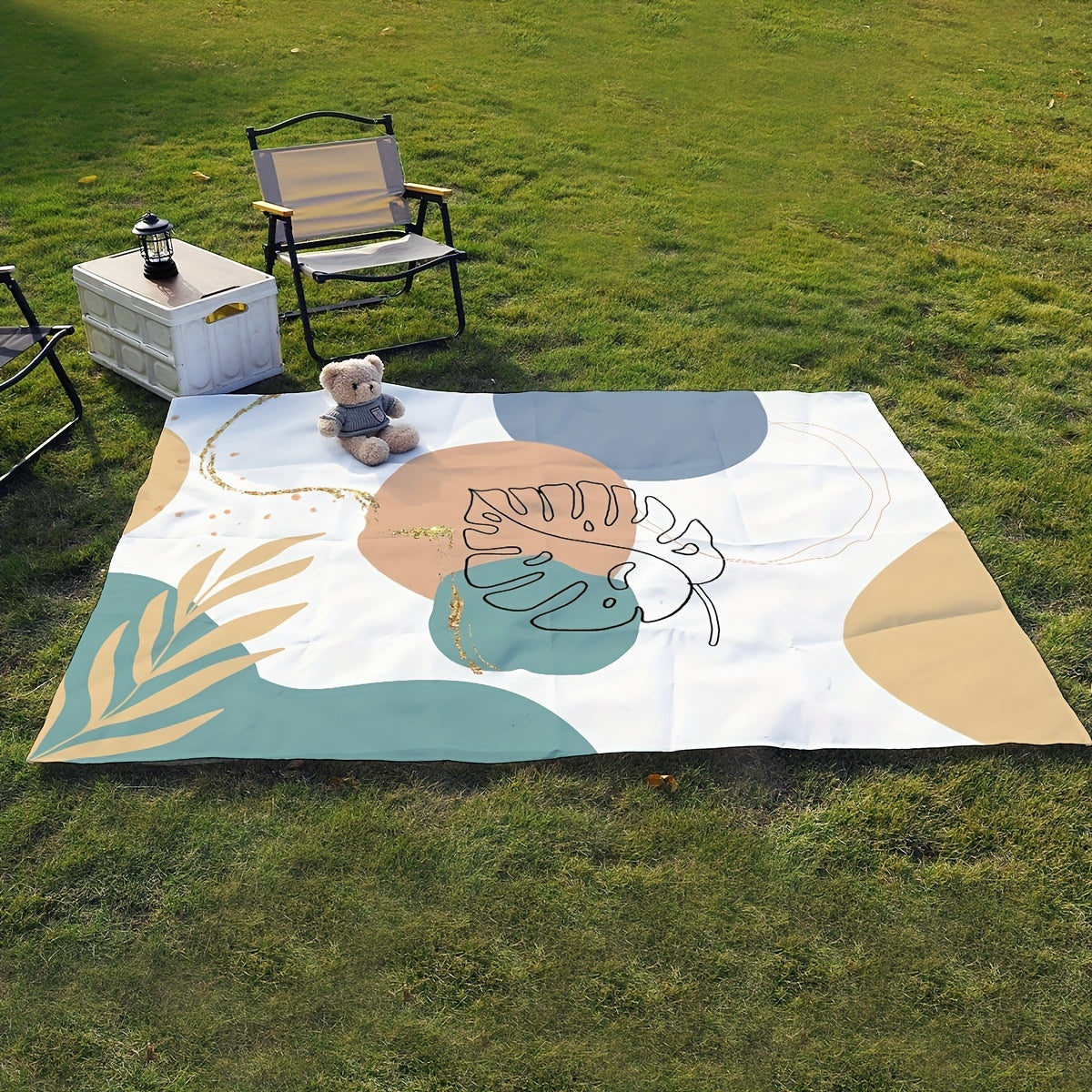 Waterproof Abstract Flower Print Picnic Mat