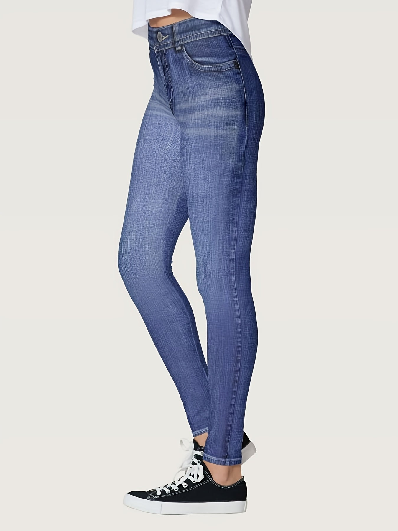 Denim Print High Rise Skinny Leggings