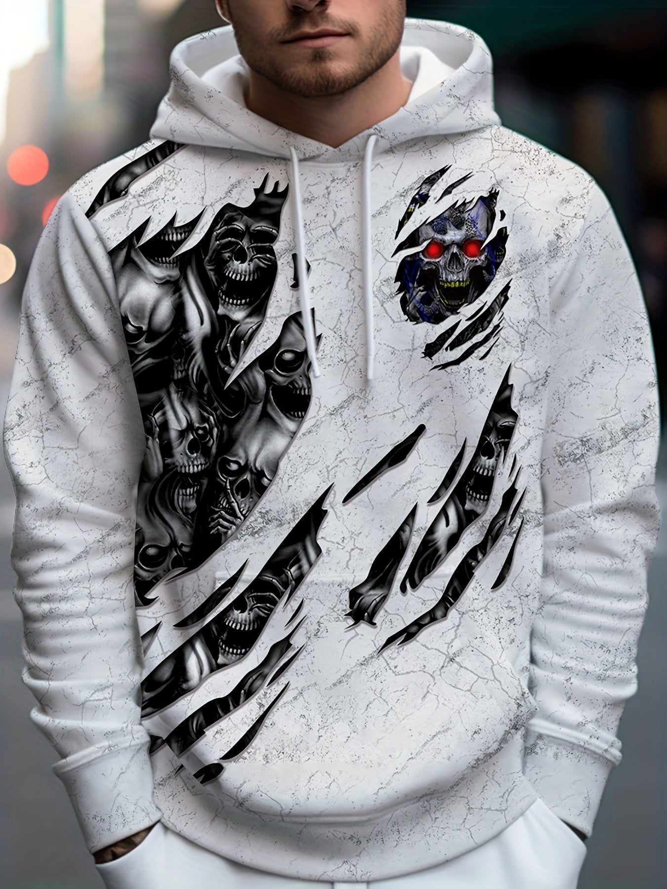 Men's Casual Skull Pattern 3D Print Hoodie Sweatshirt Outdoor Sports