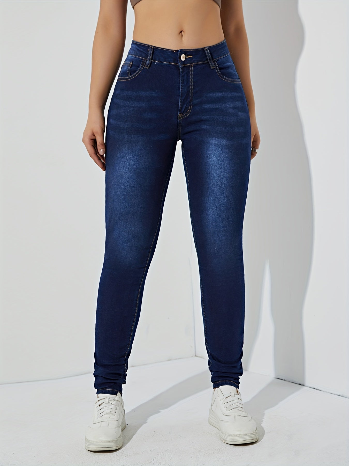 Dark Skinny High Rise Jeans Women's Denim Pants