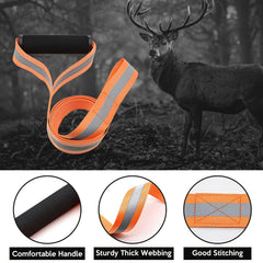 Heavy Duty Deer Drag Strap w/ Reflective Bands, Orange & Green