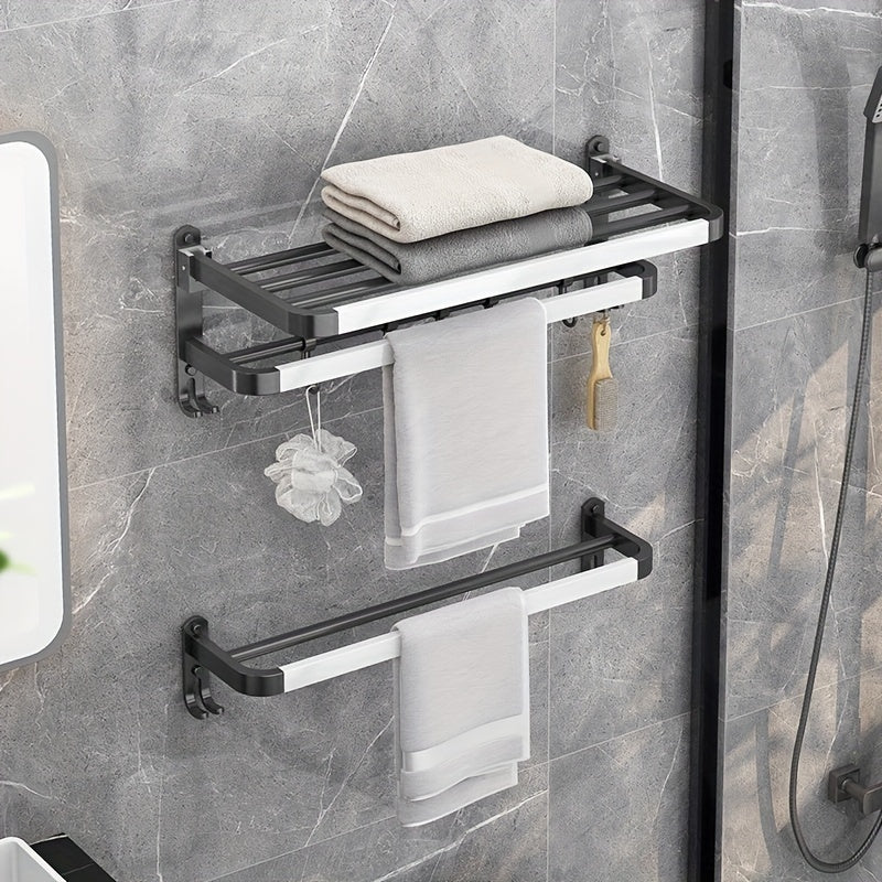 Foldable Towel Rack Bathroom Shelf Wall Mounted Towel Rack Household Bathroom