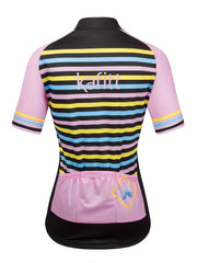 Striped Print Cycling T Shirt Quick Dry Sports Top Women's Activewear