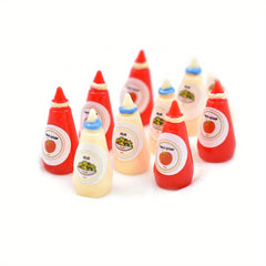10 Pcs Food Play DIY Toys for Kids Ketchup Bottle Salad Dressing Kitchen Set