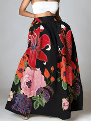 Women's Plus Floral Print Maxi A-line Dress