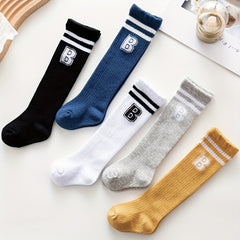 3 Pairs Boys Baby Letter Stripes Thigh High Socks