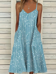 Plus Size Dot & Stripe Print V Neck Dress & Cardigan Two Piece Set
