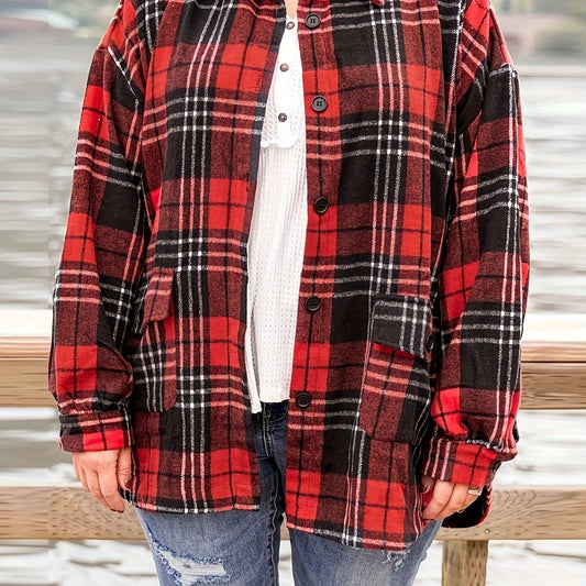 Plaid Print Long Sleeve Button Up Shirt Top