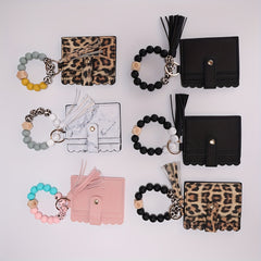 Chic Card Case with Bead Strap & Tassel Women's Coin Purse