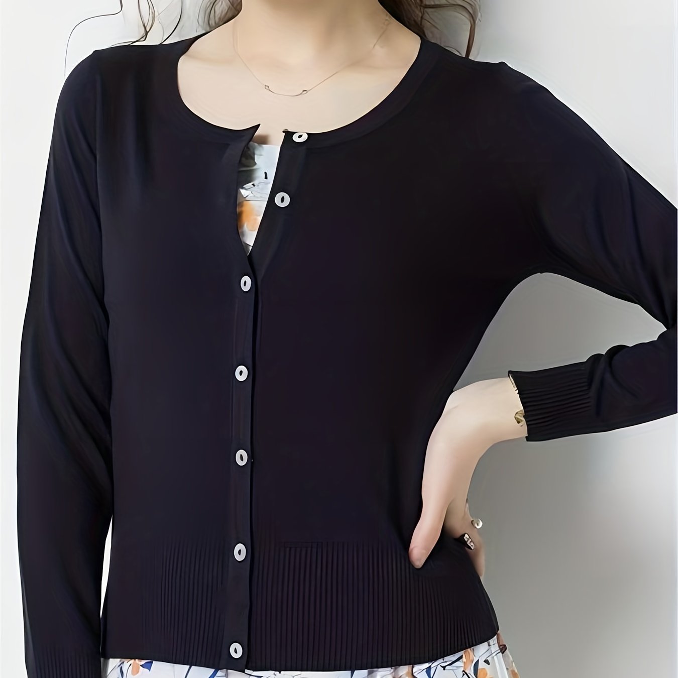 Button Front Solid Cardigan For Women