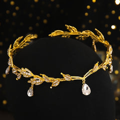 Vintage Crystal Rhinestone Leaf Tiara Crown Headband Hair Accessories