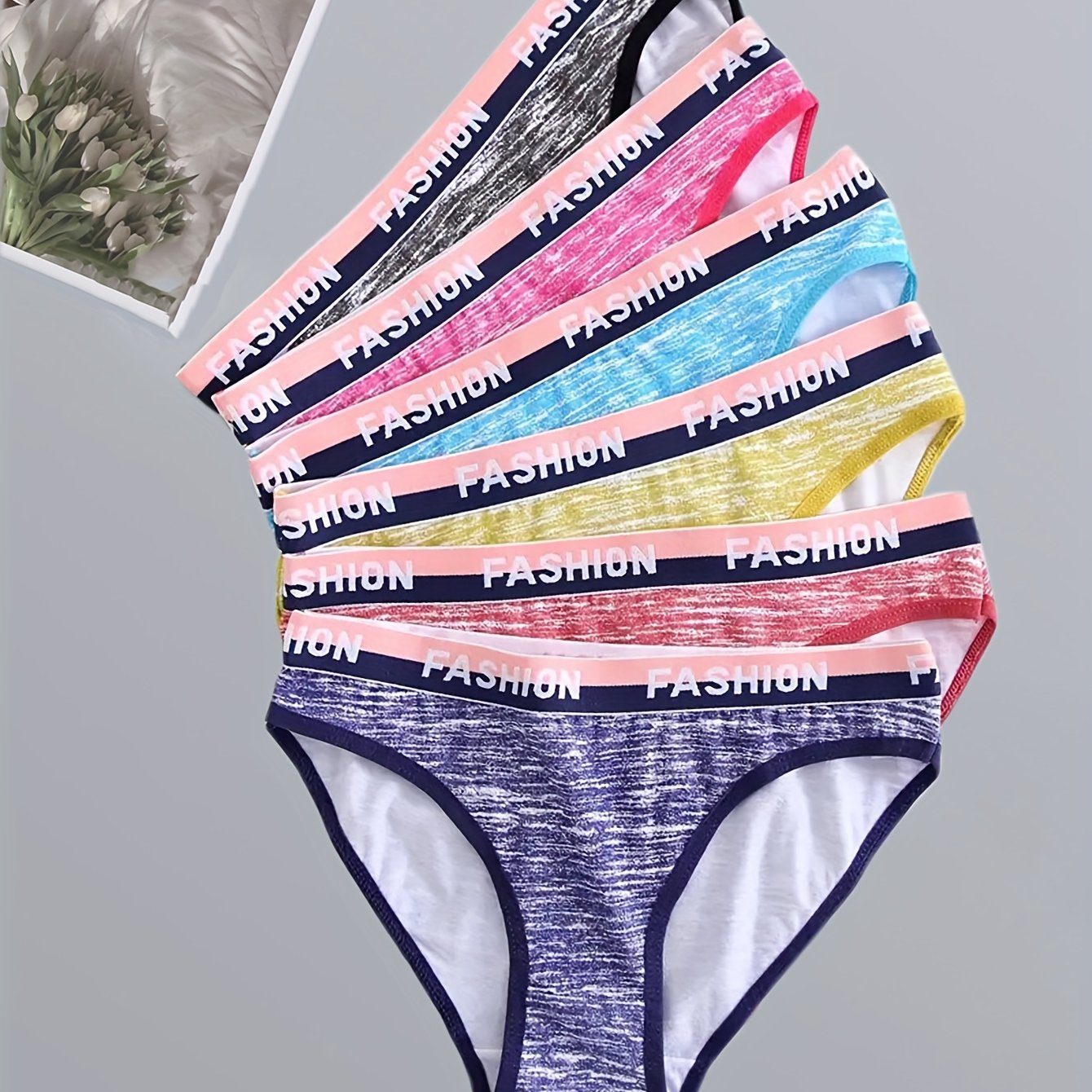 6pcs Letter Print Briefs Stretchy Intimates Panties Women's Lingerie