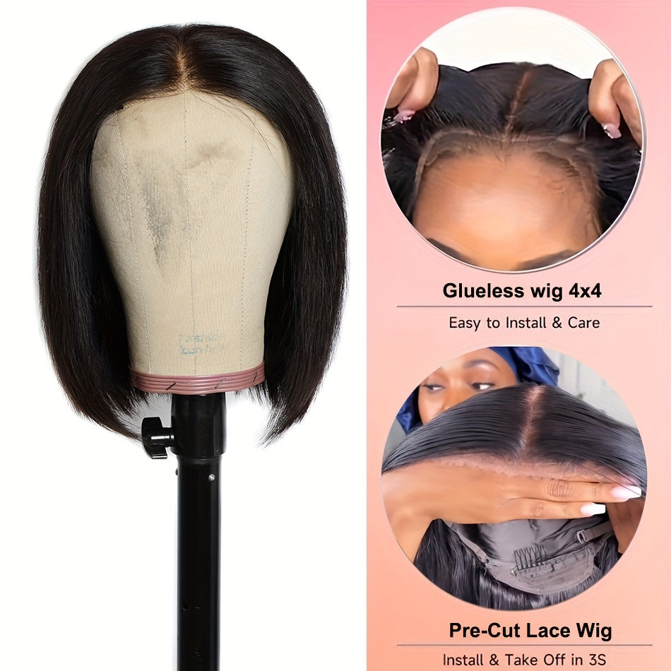 Brazilian Virgin Human Hair Bob Cut Straight Wig 4x4 Lace Closure Wig