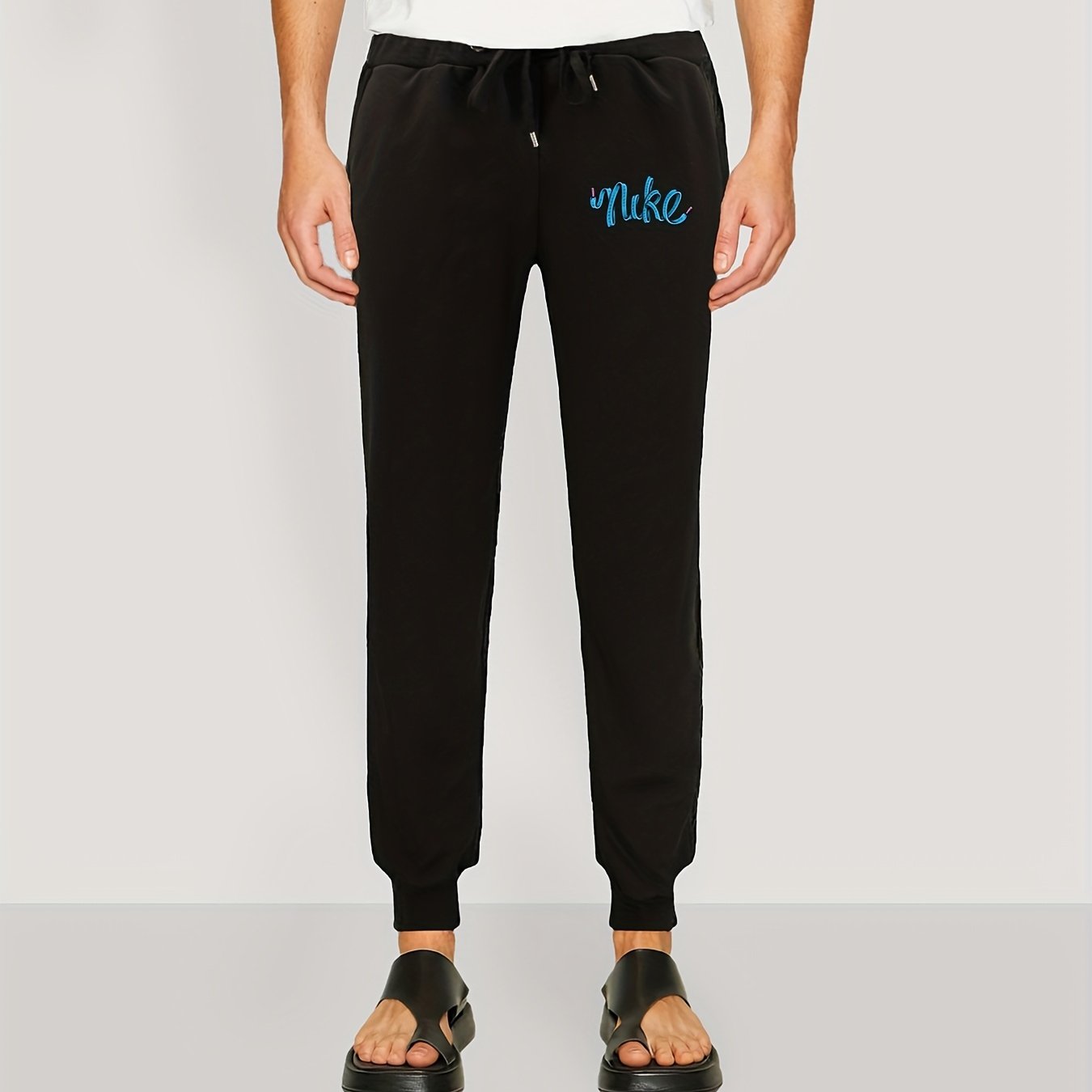 Men's Personality Print Casual Trousers Drawstring Elastic Pants