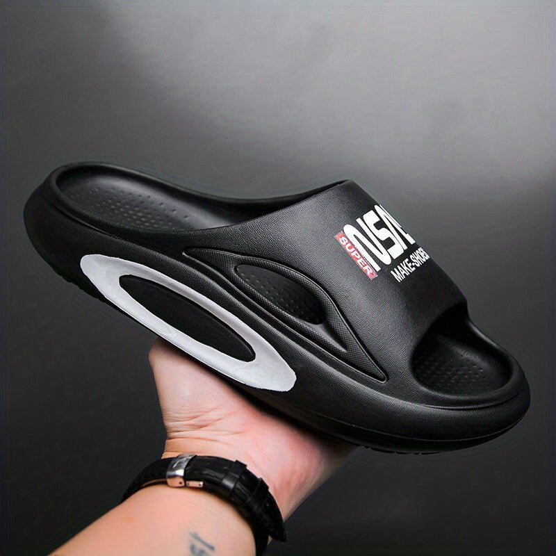 Men's Alphabet Non Slip Platform Slides Comfortable Cloud Slides