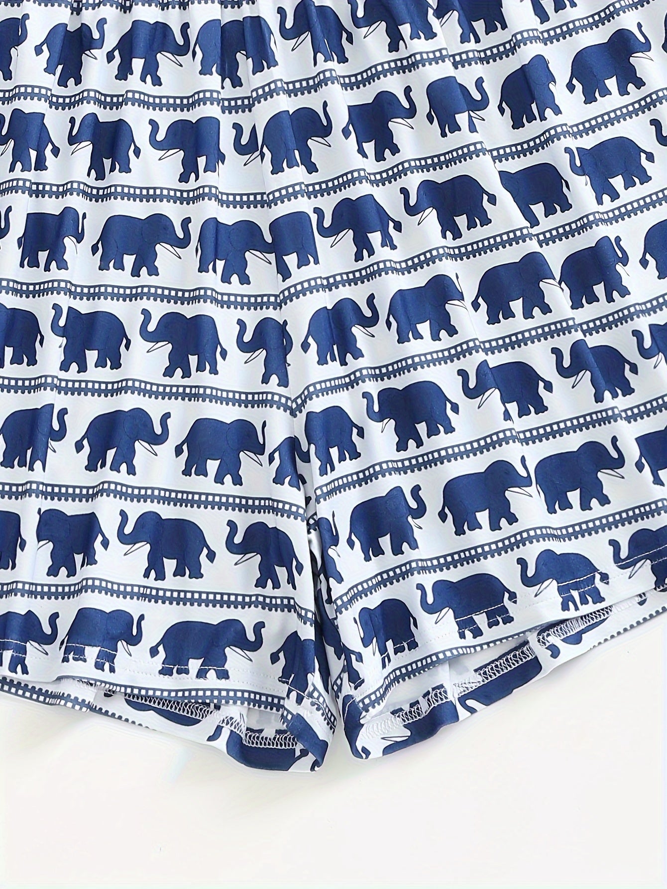 Women's Plus Elephant Striped Print Loose Shorts