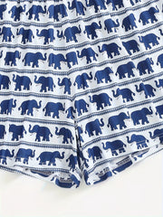 Women's Plus Elephant Striped Print Loose Shorts