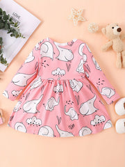 Baby Girl Elephant Printed Long Sleeve Dress