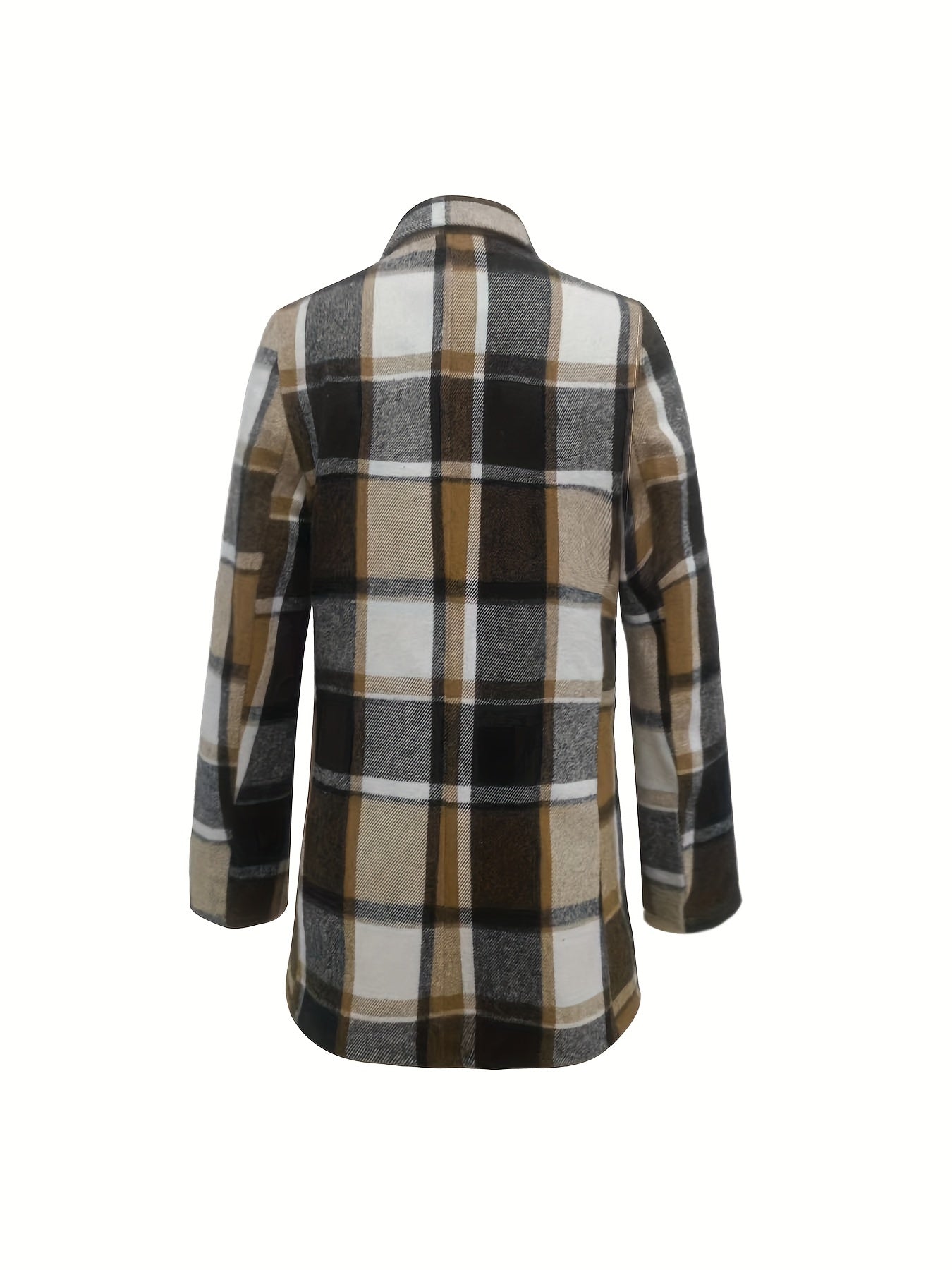 Plaid Print Lapel Blazer Casual Single Breasted Outerwear