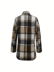Plaid Print Lapel Blazer Casual Single Breasted Outerwear