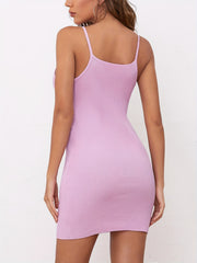 Solid Nightdress Casual Scoop Neck Sleep Dress Women's Sleepwear