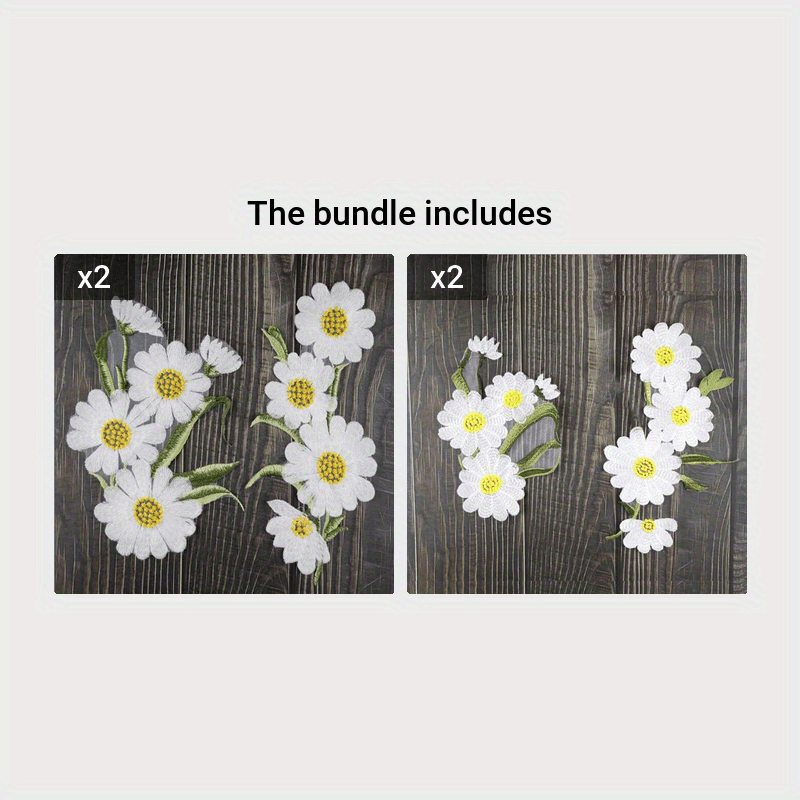 Embroidered Applique Daisy Patches Sewing Large Small Chrysanthemum Patch