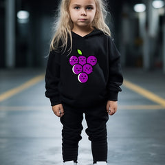 OERYUI Grapes Print Hooded Pullover Pants Set For Sports