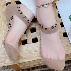 5 Pairs Leopard Print Mesh Socks Sheer Ankle Stockings Hosiery