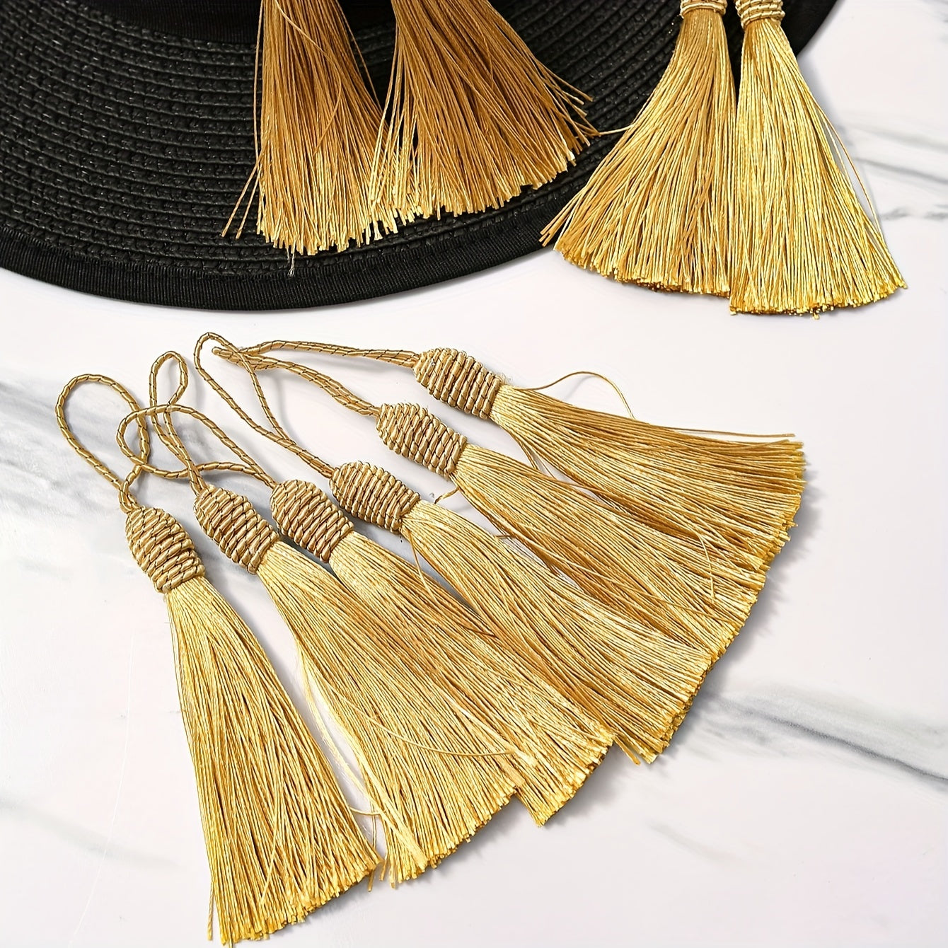 10pcs Silk Tassel Clothing DIY Decoration Golden Hat Tassel