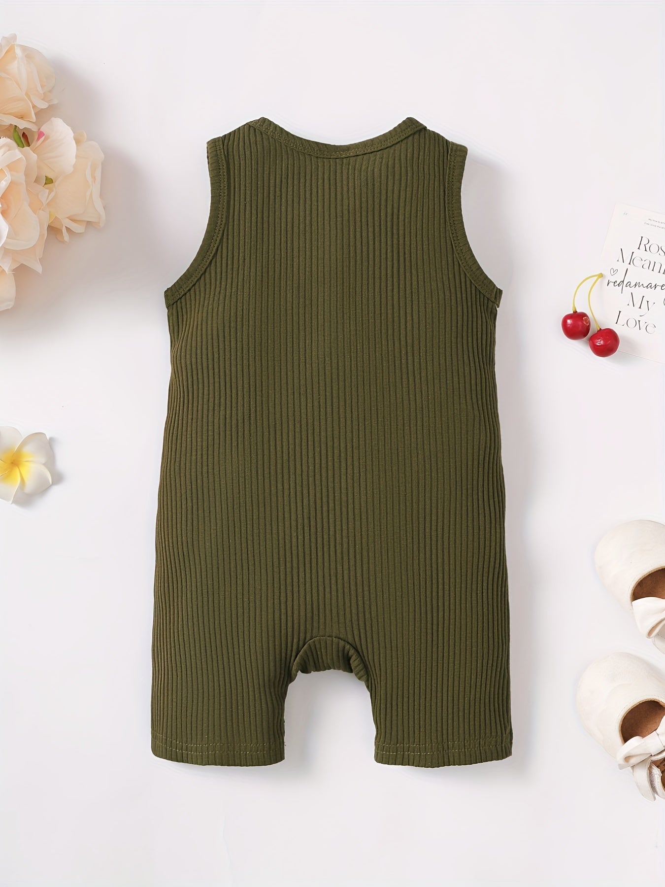 Baby Casual Plain Sleeveless Romper Jumpsuit