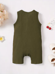Baby Casual Plain Sleeveless Romper Jumpsuit
