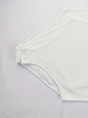 Ribbed Sports Bodysuit Short Sleeve Round Neck Jumpsuit