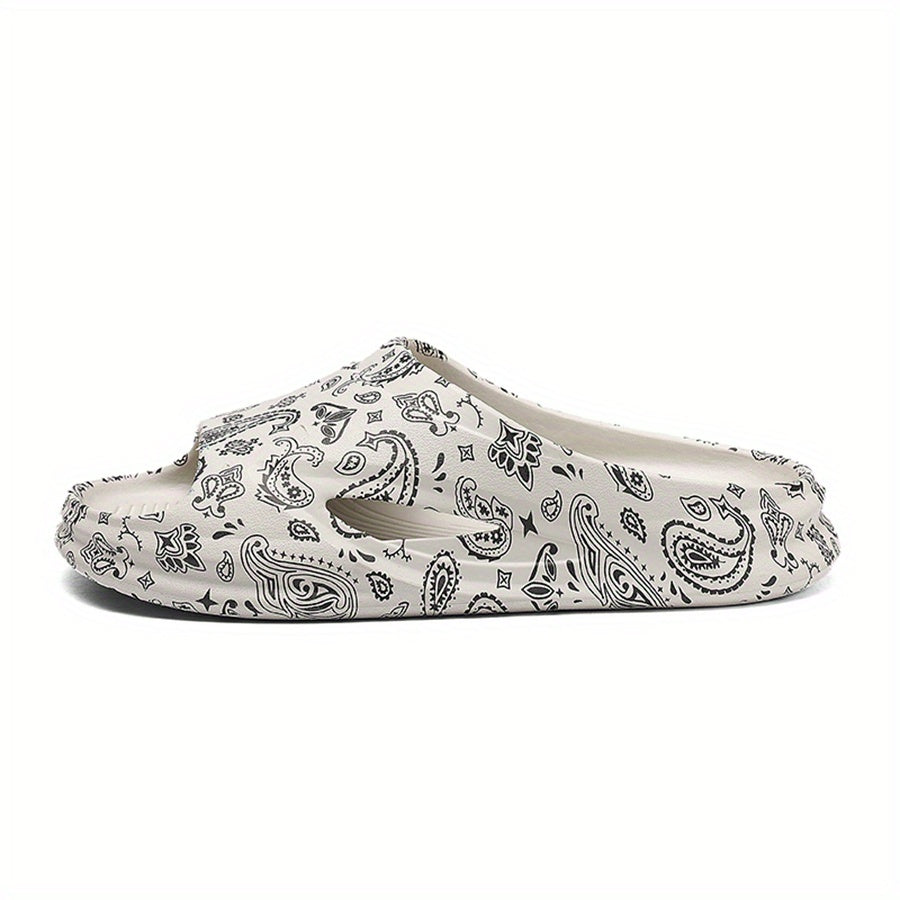 Men's Teardrop Print Slides Non Slip Slippers Open Toe Shoes