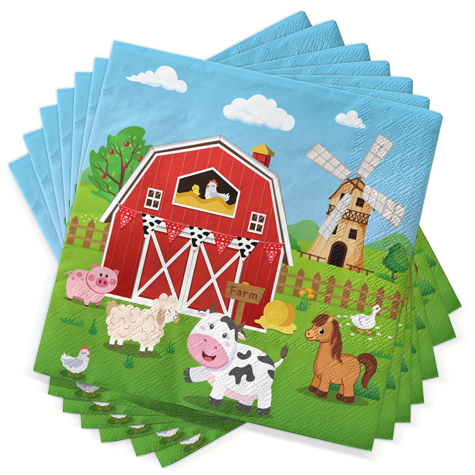 24pcs Farm Animals Party Napkins Farm Animals Birthday Party Supplies