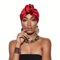 Satin Flower Elastic Turban Cap Soft Head Wrap Women Ramadan Beanie