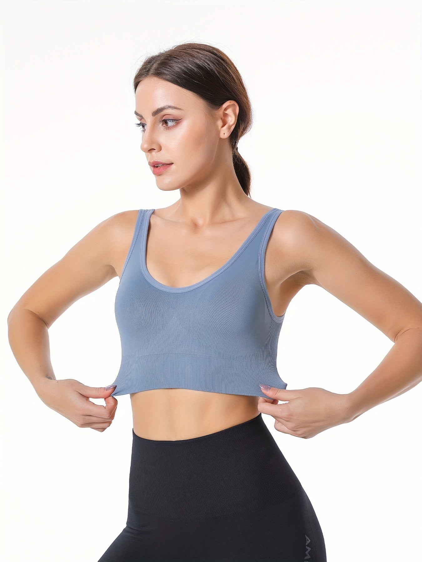 Adjustable Ribbed Sport Bra Comfy & Breathable Women's Underwear