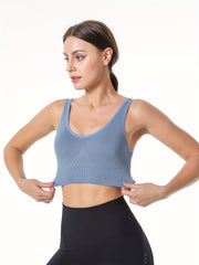 Adjustable Ribbed Sport Bra Comfy & Breathable Women's Underwear