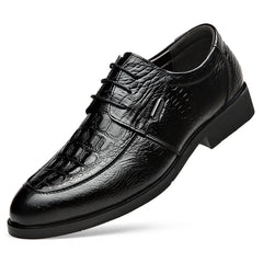 Crocodile Embossed Pointed Derby Shoes for Wedding Business