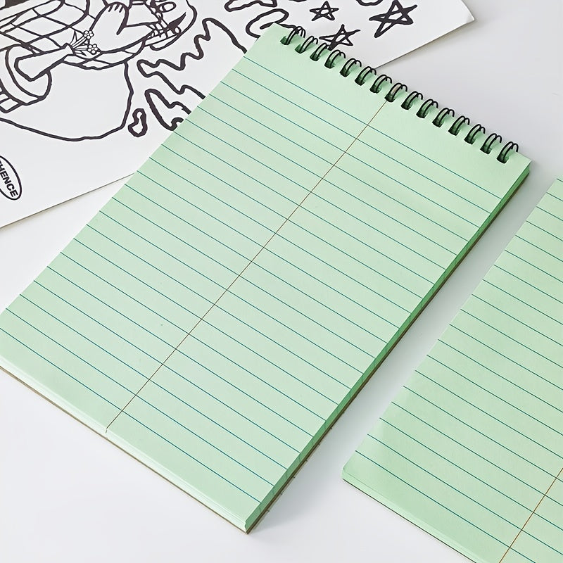 Green Flip Up Coil Notebook Tearable Horizontal Line Thick 50 Sheets