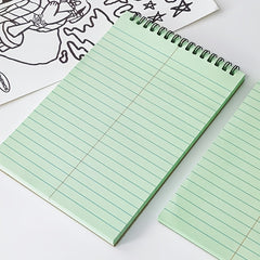 Green Flip Up Coil Notebook Tearable Horizontal Line Thick 50 Sheets